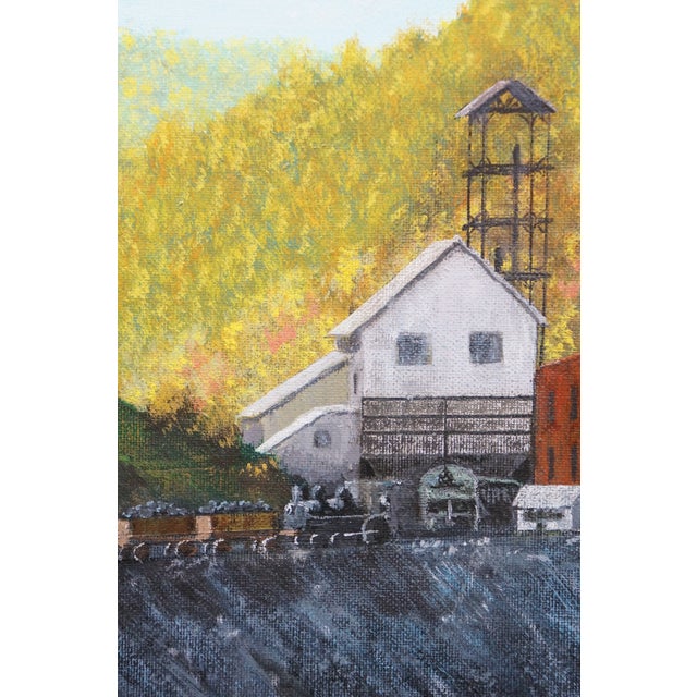 Wood Rev. Wallace York Glen Rogers West Virginia Mining Town Acrylic Oil Painting For Sale - Image 7 of 13