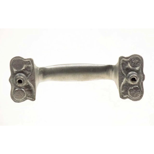 1950s Brushed Nickel Mid-Century Bridge Drawer Pulls - a Pair For Sale - Image 6 of 7