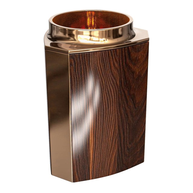 "Victoria" Ice Bucket With Bronze and Walnut, Handmade For Sale - Image 4 of 6