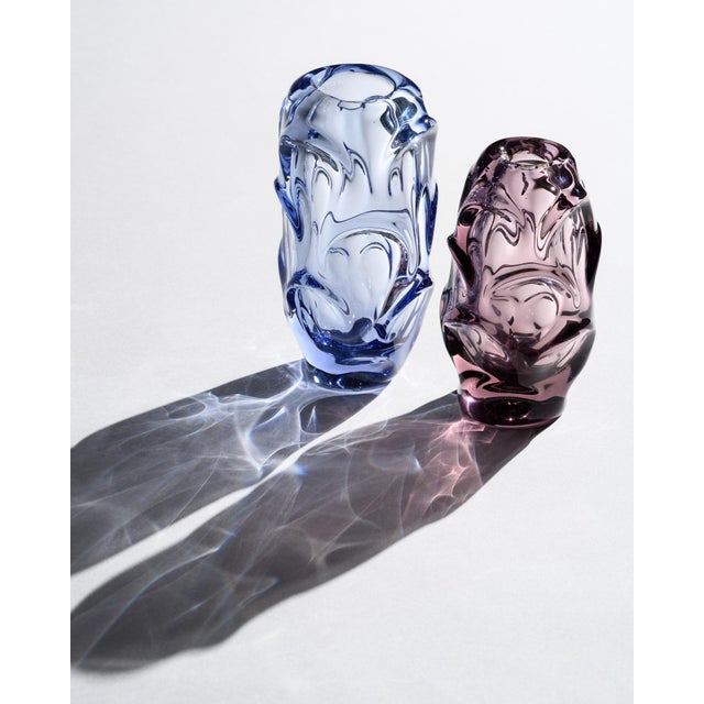 1960s Lilac and Blue Glass Vases attributed to Jan Beranek for Skrdlovice, 1960, Set of 2 For Sale - Image 5 of 18