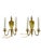 Hollywood Regency Vintage Pair of Brass & Copper Neoclassical Double-Arm Wall Sconces With Pleated Silk Shades For Sale - Image 3 of 18