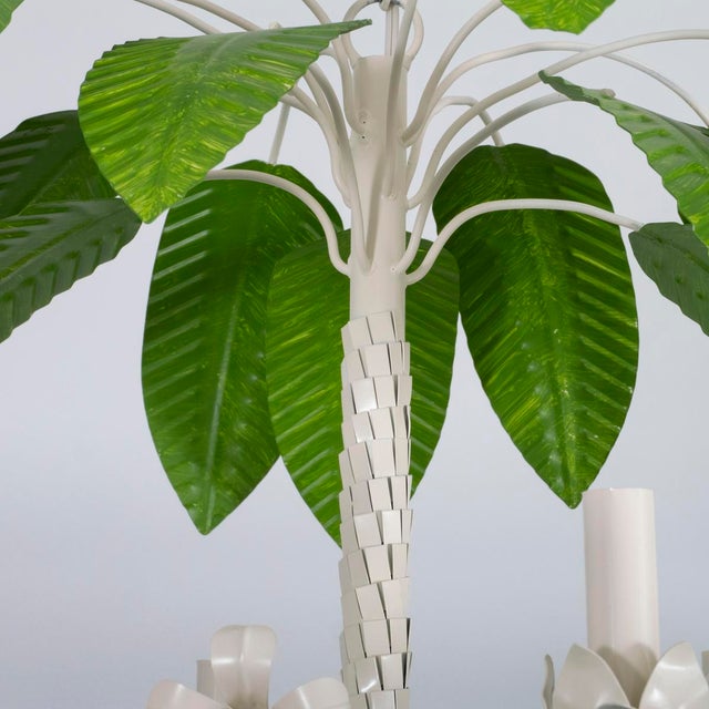 Metal Painted tole palm tree chandelier For Sale - Image 7 of 12