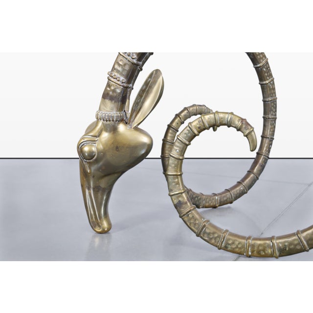 Mid-Century Brass Ibex Rams Head Dining Table Bases After Alain Chervet For Sale - Image 11 of 14