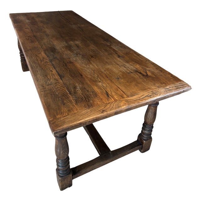 Refectory Kitchen Dining Table in Oak, 1940s For Sale