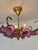 Vintage Hand-Painted Purple Glass Floral Flush Mount Chandelier For Sale - Image 16 of 17