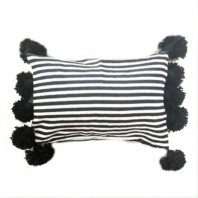2010s Black & White Striped Lumbar Pillow Cover For Sale - Image 5 of 5