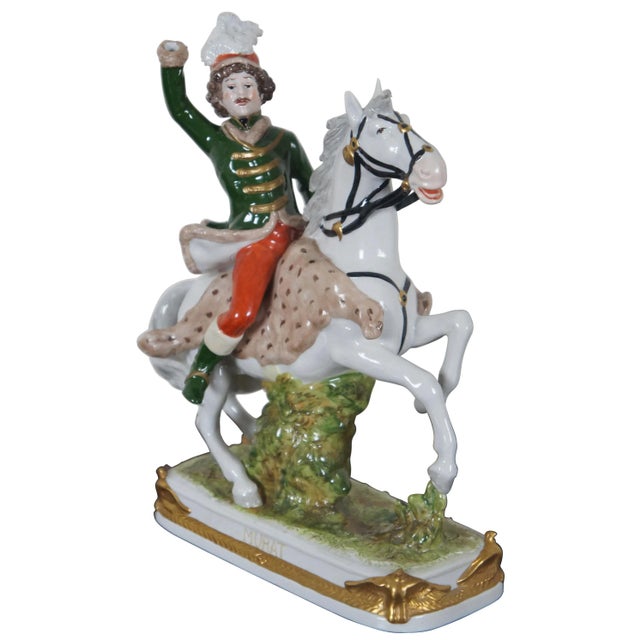Antique Kister porcelain figurine of Joachim Murat riding a white horse. “A.W. Fr. Kister Porcelain Manufactory of...