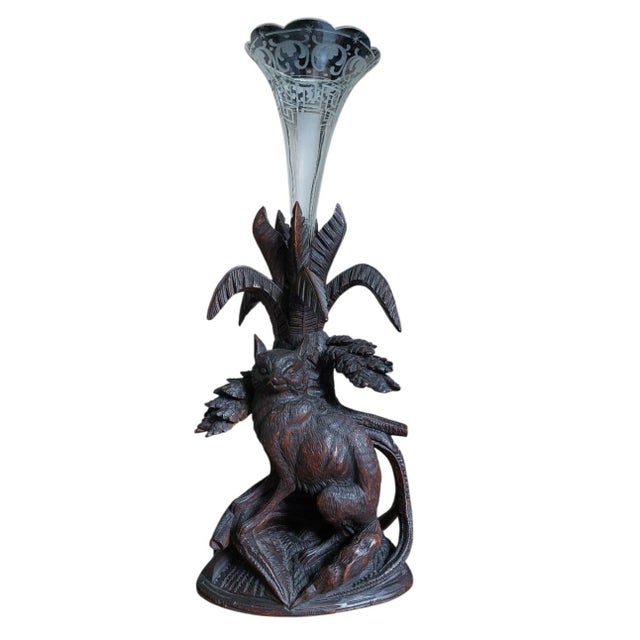 Black Forest Vase Holder with Fox, 1890s-1910s For Sale - Image 9 of 9