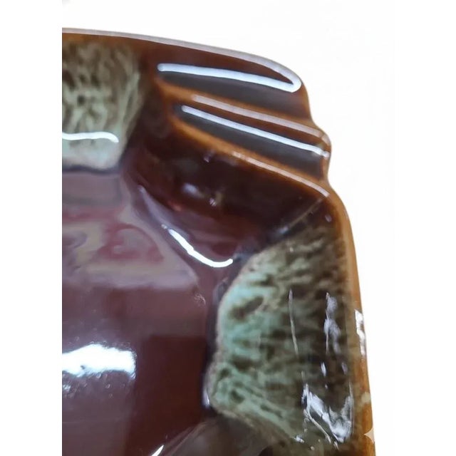 Mid 20th Century “Mint Chocolate Dream” Drip Glaze Ashtray — #3455 Usa California Pottery For Sale - Image 6 of 8