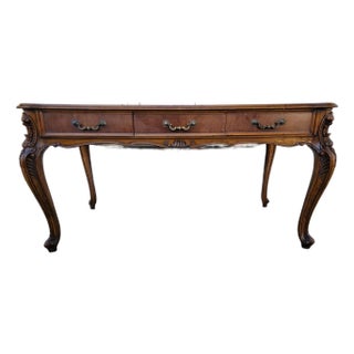 1970s Vintage French Style Mahogany Wood Desk For Sale