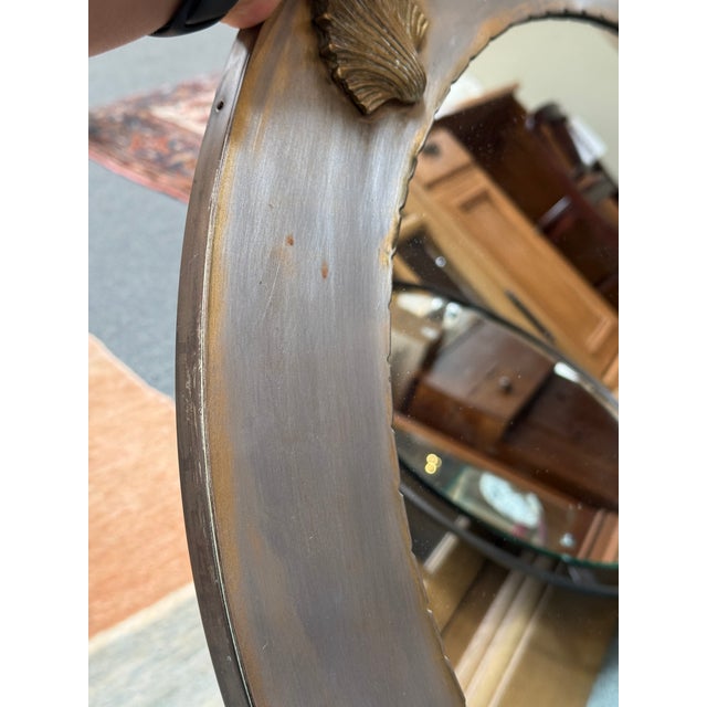 Late 20th Century Art Nouveau Brass Wall Mirror With Scallop Shells For Sale - Image 5 of 12