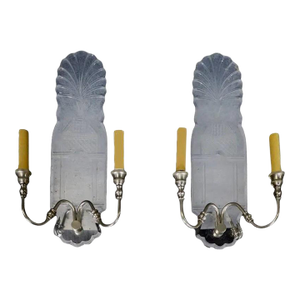 Pair of Art Deco Style Mirrored 2 Light Wall Light Sconces