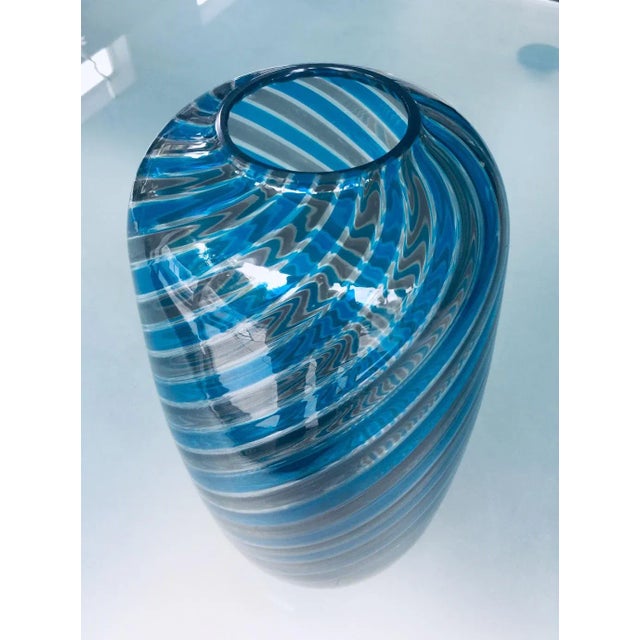 Paolo Venini large swirl vase "Canne Retorte" Blown handworked vase made of coloured "Retorte" glass canes Etched signed...