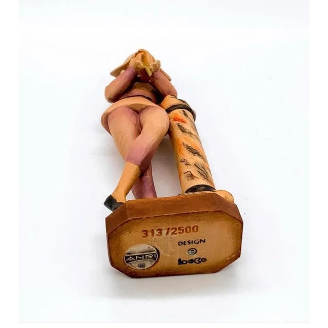 Italian Vintage Anri Mira Fujita Wooden Harlequin Figurine For Sale - Image 3 of 3