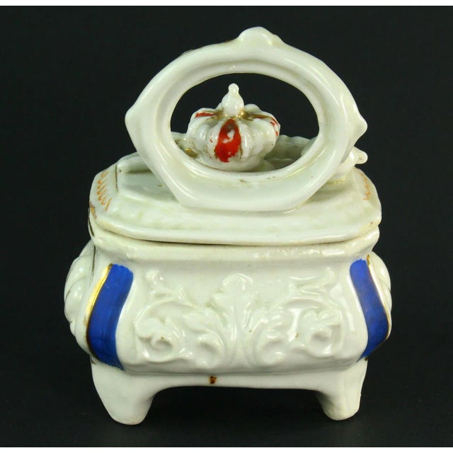 Victorian Conta & Boehme Attributed German Porcelain Fairing Box, Crown & Sceptre For Sale - Image 4 of 12