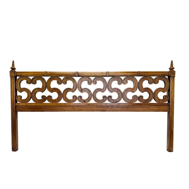 Mid-Century Palm Beach Regency Serpentine King Size Headboard For Sale