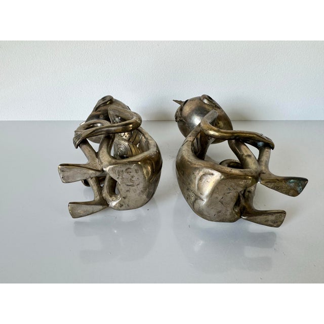 Pair of Vintage African Primitive Tribal Bronze Nude Sculptures For Sale - Image 9 of 12