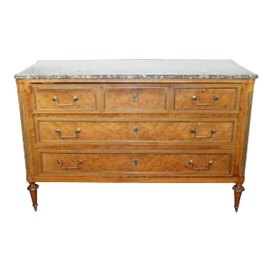Antique French Louis XVI Walnut & Marble Commode