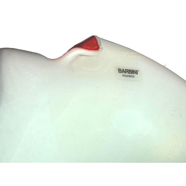 Alfredo Barbini 1950s Alfredo Barbini Red & White Murano Glass Dish For Sale - Image 4 of 5
