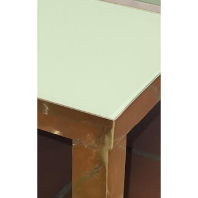 Square Coffee Table with Green Murano Glass and Brass Bands from Justfurnituress SRL For Sale - Image 6 of 10