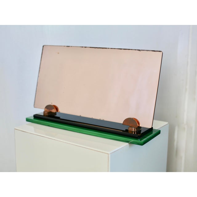 Smoked Mirror, Black Glass and Green Stone Support, France, 1958 For Sale - Image 12 of 15