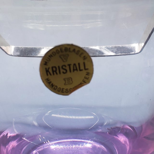 Glass Vintage Crystal Set with Ice Bucket and 4 Glasses from VB Kristall, 1970s, Set of 5 For Sale - Image 7 of 8