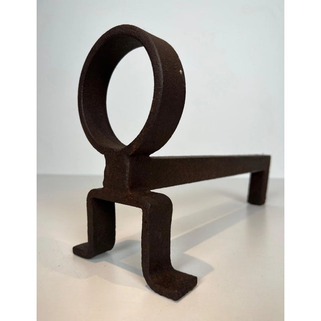 1950s French Wrought Iron Andirons - a Pair For Sale - Image 11 of 12