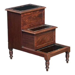 Library Stair Steps of Mahogany and Leather in the Regency Style From England For Sale