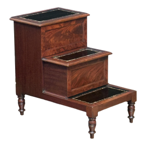 Library Stair Steps of Mahogany and Leather in the Regency Style From England