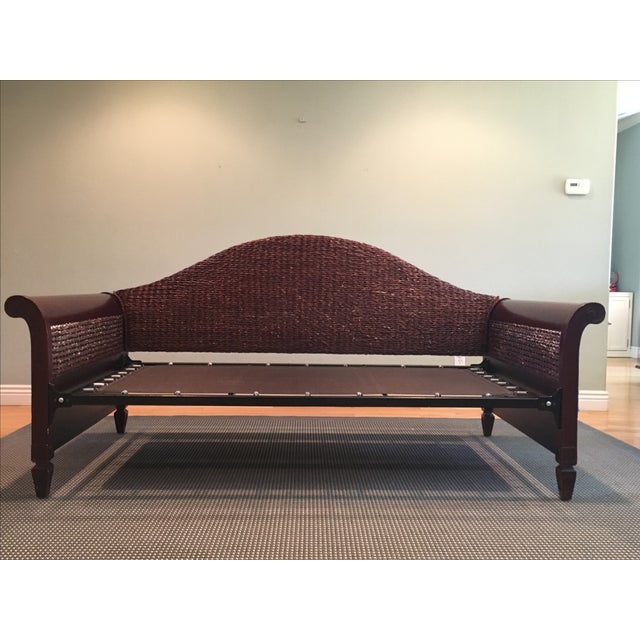 Wood & Rattan Sleigh Daybed | Chairish