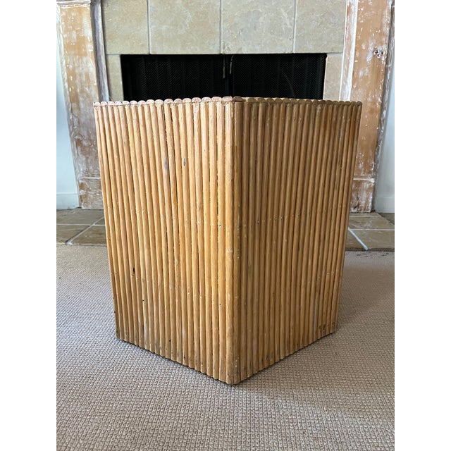 Vintage Split Reed Bamboo Boho Coffee / Side Table Hexagonal For Sale - Image 9 of 9