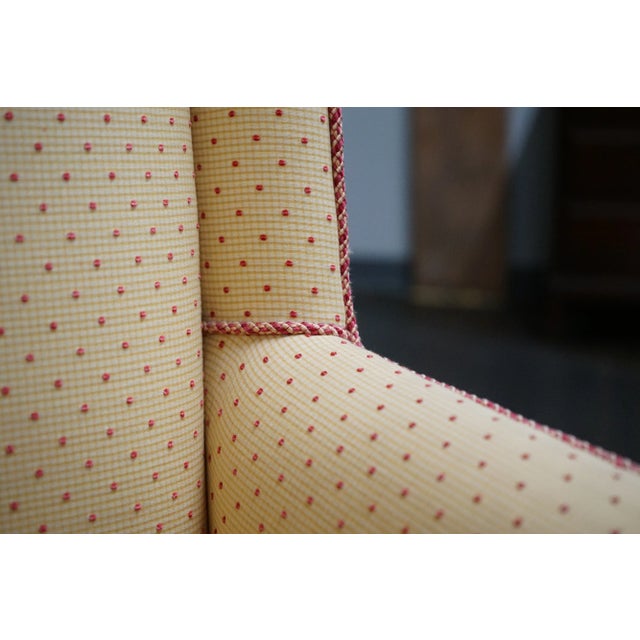Pair of Slim Upholstered Wingback Chairs Attributed to Kittinger For Sale - Image 10 of 10