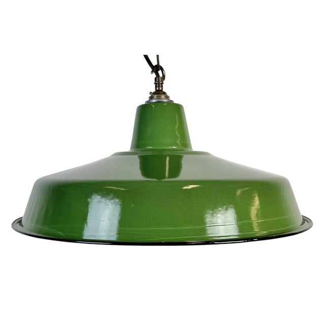 Industrial Green Enamel Factory Pendant Lamp, 1960s For Sale - Image 17 of 17