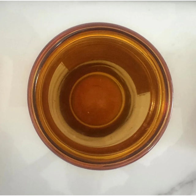 French Arge Vintage Amber Apothecary Jar – Mid-Century French Glass Pharmacy Bottle For Sale - Image 3 of 6