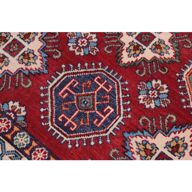 Southwestern Kazak Rustic Red/Beige Wool Rug - 4'1''x6'0'' For Sale - Image 4 of 10