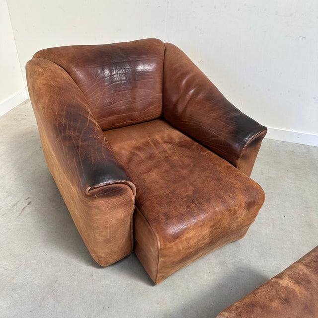DS47 Armchair with Stool in Leather from de Sede, 1970s, Set of 2 For Sale - Image 6 of 12