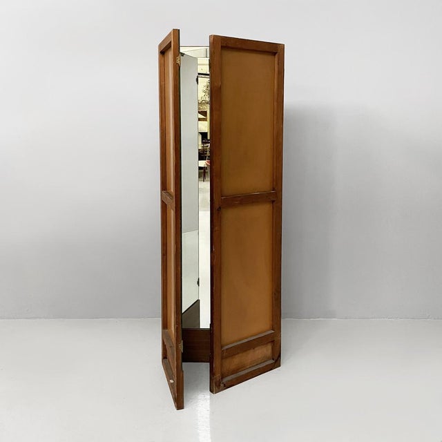 1960s Mid-Century Modern Italian Free-Standing Mirror with Three Wooden Doors, 1960s For Sale - Image 5 of 18