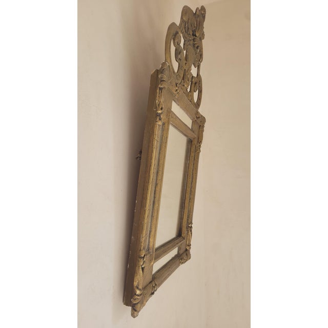 Gold Antique French Hand-Carved Gilded Mirror, Late 19th Century For Sale - Image 8 of 9