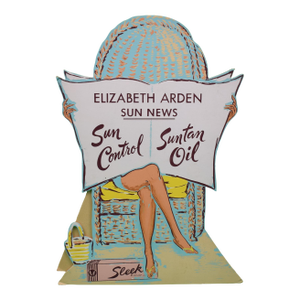 1950s Elizabeth Arden Sun News Sun Control/ Suntan Oil 3-D Advert Sign