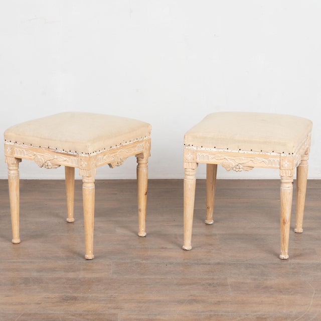 Pair Early 20th Century Swedish Pine Taboret Stools With Egg and Dart Carving For Sale - Image 14 of 14