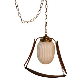 Mid Century Sculpted Hanging Swag Lamp Chandelier Pendant Light For Sale