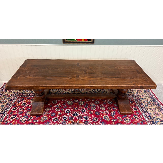 Brown Antique French Dining Farmhouse Monk Refectory Monastery Table Baluster Pedestal For Sale - Image 8 of 18