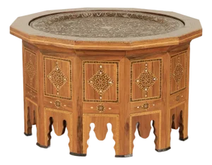 Antique Moroccan Inlaid Table With Tray Top