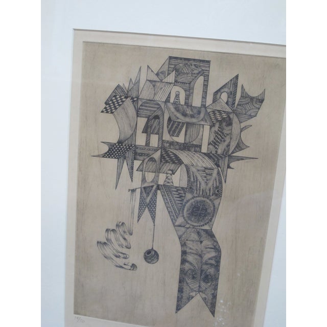 Jose Ramon Alejandro (Cuban master, Havana, 1943) signed, limited edition Etching. Surrealist, abstract industrial, in...