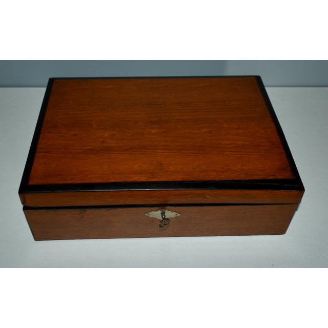 Brown Vintage Decorative Lined Wooden Box For Sale - Image 8 of 13