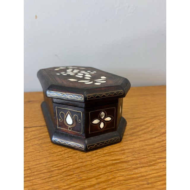 Vintage Wood and Mother of Pearl Trinket Box For Sale - Image 9 of 10