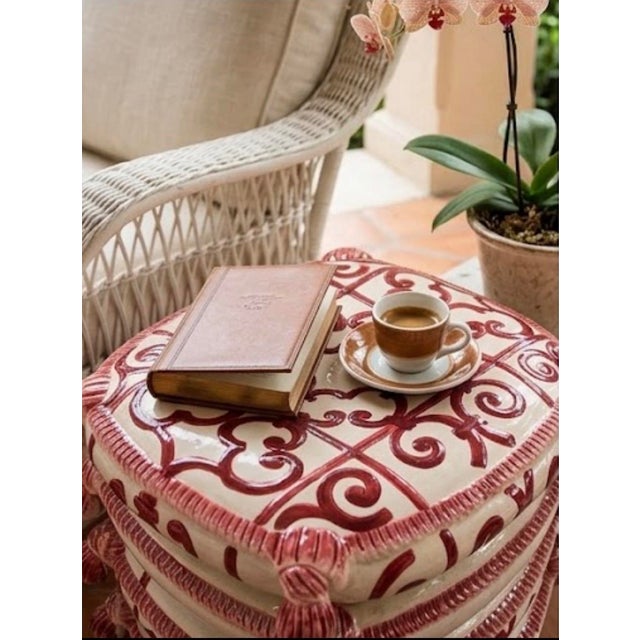 Ceramic Vintage Italian Trompe l'Oeil Ceramic Garden Stool For Sale - Image 7 of 12