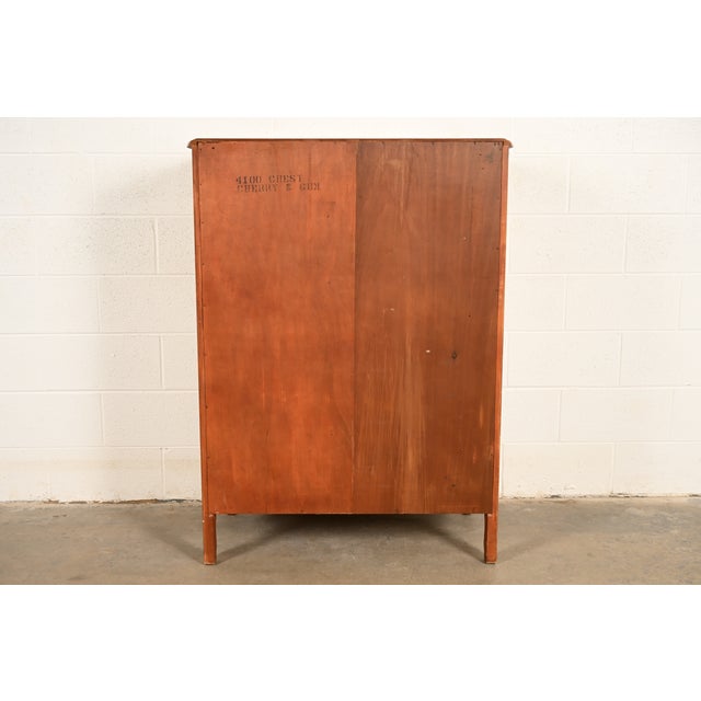 Kent Coffey French Provincial Louis XV Carved Cherry Wood Highboy Dresser, Circa 1960s For Sale - Image 14 of 16