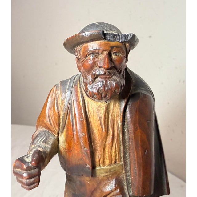 Finely Carved Antique 19th Century German Man Hobo Bum Wood Sculpture Statue For Sale - Image 11 of 12