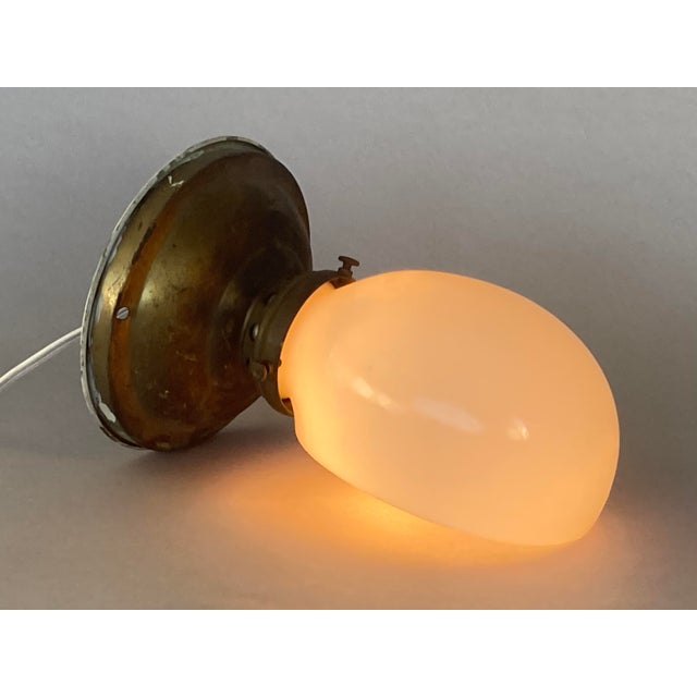 1900 - 1909 1910 Antique Wall Sconce, Solid Brass, All Original, White Glass Shade For Sale - Image 5 of 7